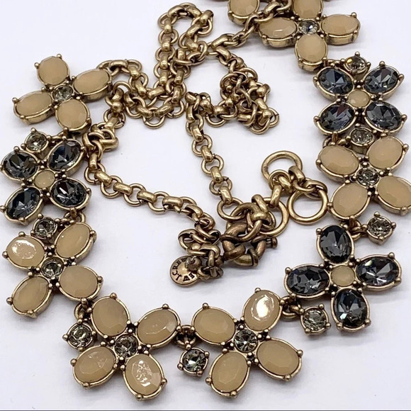 J. Crew Gray and Tan/Peach Jeweled Necklace - Picture 3 of 4